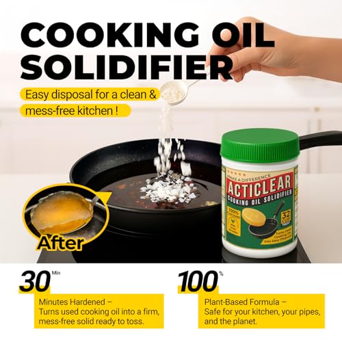 ActiClear Eco-Friendly Cooking Oil Solidifier - Turns Fry Oil into Bio-Waste (22oz)