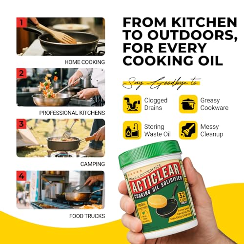 ActiClear Eco-Friendly Cooking Oil Solidifier - Turns Fry Oil into Bio-Waste (22oz)