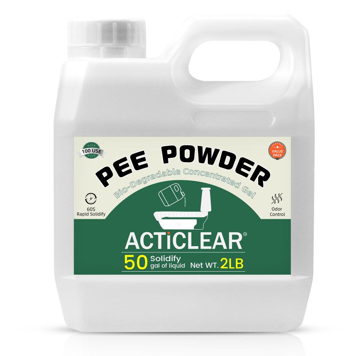 ActiClear Portable Toilet Pee Powder 4lb; this bundle contains 2 units