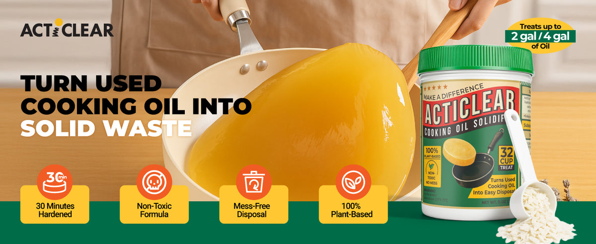 ActiClear Eco-Friendly Cooking Oil Solidifier - Turns Fry Oil into Bio-Waste (22oz)