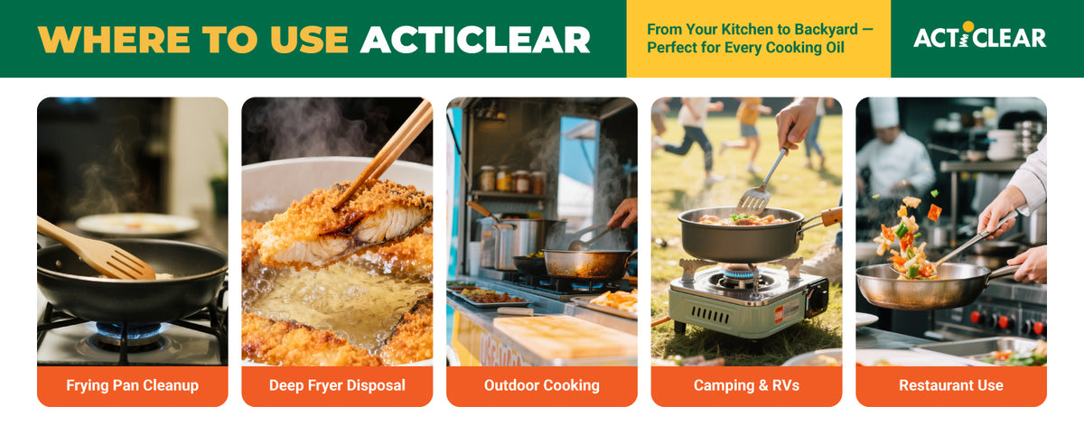ActiClear Eco-Friendly Cooking Oil Solidifier - Turns Fry Oil into Bio-Waste (22oz)